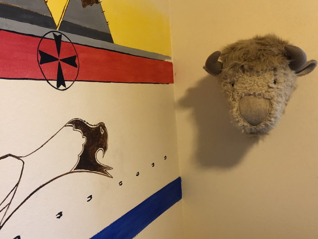 Finished Mural with Stuffed Buffalo